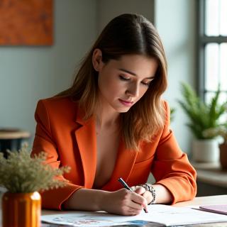Emily Dawson, Creative Director, sketching event design concepts.