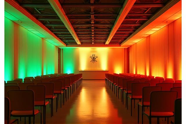 Spectacular vibrant event venue after expert lighting transformation
