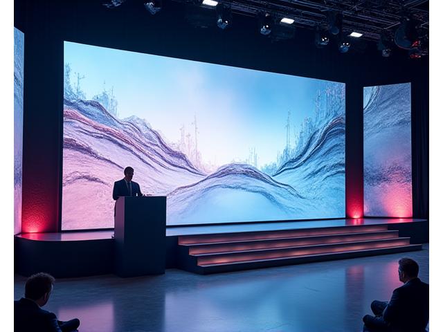 Cutting-edge product launch event with presentation screens and branded displays in Manchester.