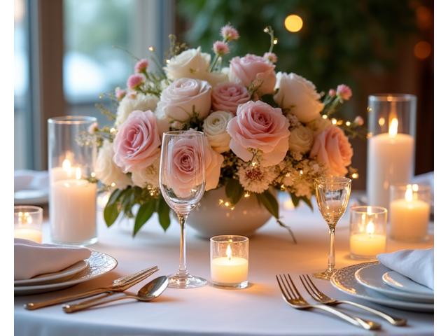 Elegant floral centerpieces on a beautifully set table