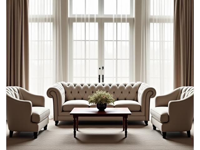 Classic elegance furniture collection with traditional sofas and armchairs