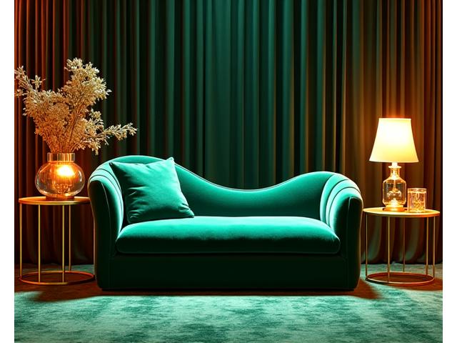 Glamorous luxury velvet seating and metallic accents