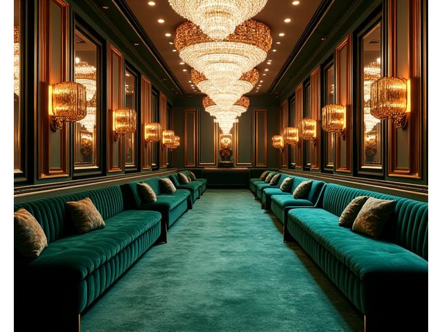 Luxury glamour styling with metallic accents and plush seating