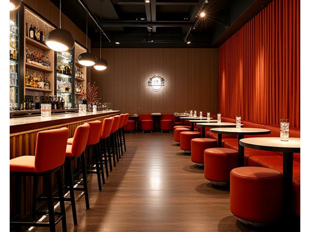 Elegant cocktail event with high-top tables and stylish bar stools